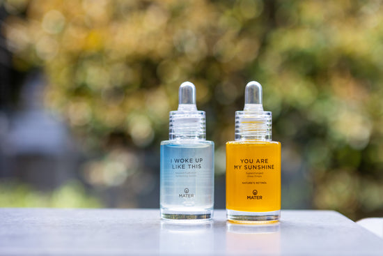 MATER Beauty face serums in glass bottles hydration and glow